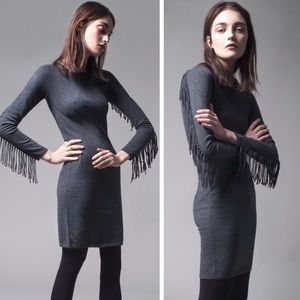 Yoana Baraschi Raven Fringe Cashmere Sweater Dress